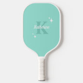 Moderne pastelmunt monogram vrouwelijk pickleball paddle (Voorkant)
