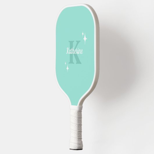 Moderne pastelmunt monogram vrouwelijk pickleball paddle (Links)