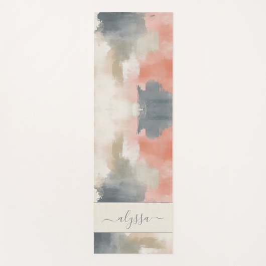 Moderne pastelneutrale Abstracte Waterverf monogra Yogamat (Voorkant)