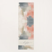 Moderne pastelneutrale Abstracte Waterverf monogra Yogamat (Achterkant)