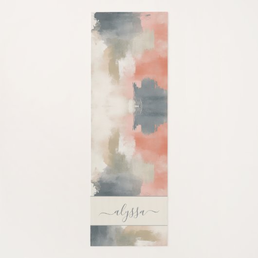 Moderne pastelneutrale Abstracte Waterverf monogra Yogamat (Achterkant)