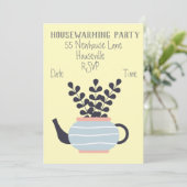 Moderne pastelpot planten huisopwarming kaart (Staand voorkant)