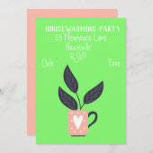 Moderne pastelpot planten huisopwarming kaart (Voorkant / Achterkant)