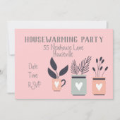 Moderne pastelpot planten huisopwarming kaart (Voorkant)