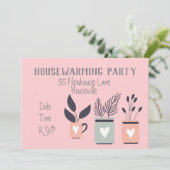 Moderne pastelpot planten huisopwarming kaart (Staand voorkant)