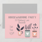 Moderne pastelpot planten huisopwarming kaart (Voorkant / Achterkant)