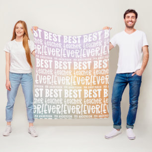 Moderne pastelregenboog beste lerarentypografische fleece deken