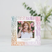 Moderne pastelregenboogroze blauwgroen foto-afstud kaart (Staand voorkant)