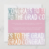 Moderne pastelregenboogroze foto-afstuderen kaart (Achterkant)