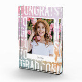 Moderne pastelregenboogroze korrelig afstuderen fotoblokken (Rechts)