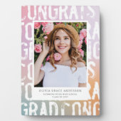 Moderne pastelregenboogroze korrelig afstuderen fotoplaat (voorkant)