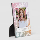 Moderne pastelregenboogroze korrelig afstuderen fotoplaat (Zijkant)