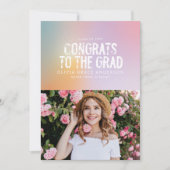 Moderne pastelregenboogroze korrelig afstuderen kaart (Voorkant)