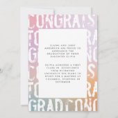 Moderne pastelregenboogroze korrelig afstuderen kaart (Achterkant)