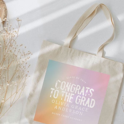 Moderne pastelregenboogroze korrelig afstuderen tote bag