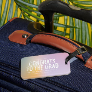 Moderne pastelroze fotograduatie-partij bagagelabel