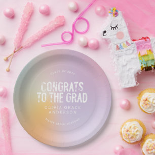 Moderne pastelroze fotograduatie-partij papieren bordje