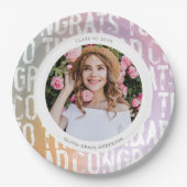 Moderne pastelroze fotograduatie-partij papieren bordje (Voorkant)