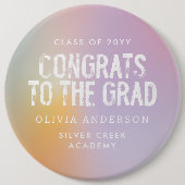 Moderne pastelroze fotograduatie-partij ronde button 6,0 cm (Voorkant)