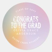 Moderne pastelroze fotograduatie-partij ronde sticker (Voorkant)