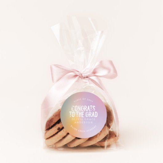 Moderne pastelroze fotograduatie-partij ronde sticker