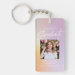 Moderne pastelroze fotograduatie-partij sleutelhanger