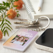 Moderne pastelroze fotograduatie-partij sleutelhanger (Voorkant Rechts)