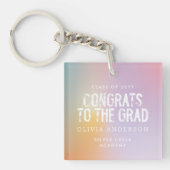 Moderne pastelroze fotograduatie-partij sleutelhanger (Voorkant)