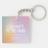 Moderne pastelroze fotograduatie-partij sleutelhanger (Achterkant)