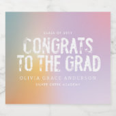 Moderne pastelroze fotograduatie-partij sparkling wijnetiket (Enkel label)