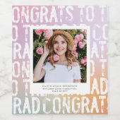 Moderne pastelroze fotograduatie-partij wijn etiket (Enkel label)