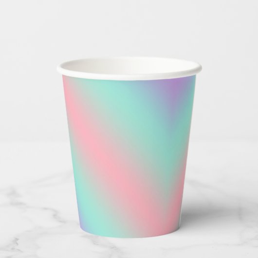 Moderne pastelroze lichtgroene paarse helling papieren bekers (Achterkant)