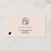 Moderne pastelroze minimalistische logo dank u visitekaartje (Achterkant)
