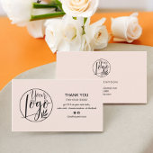 Moderne pastelroze minimalistische logo dank u visitekaartje