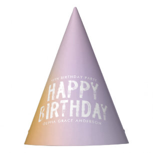 Moderne pastelroze regenboogroze verjaardagsfeestj feesthoedjes