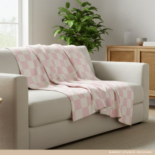 Moderne pastelroze ruitenpatroon fleece deken