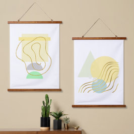 Moderne pastels en goudontracten hangend wandkleed