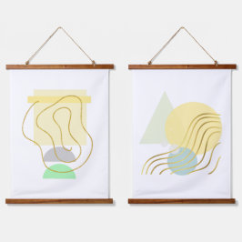 Moderne pastels en goudontracten hangend wandkleed