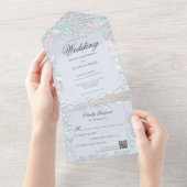 Moderne Pastels Sneeuwvlok QR Code All In One Uitnodiging (Afscheurbaar)