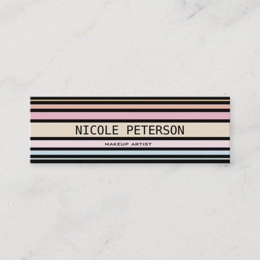 moderne pastelstrepen mini visitekaartje (Voorkant)