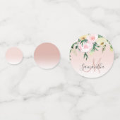 Moderne pastroze en bloemen met naam confetti (Achterkanten)