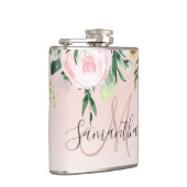 Moderne pastroze en bloemen met naam heupfles (Rechts)