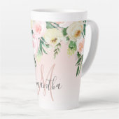 Moderne pastroze en bloemen met naam latte mok (Rechterhoek)