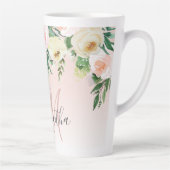 Moderne pastroze en bloemen met naam latte mok (Rechts)