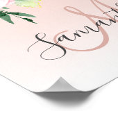 Moderne pastroze en bloemen met naam poster (Hoek)