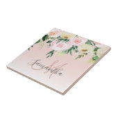 Moderne pastroze en bloemen met naam tegeltje (Zijkant)