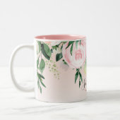 Moderne pastroze en bloemen met naam tweekleurige koffiemok (Links)