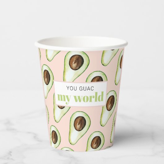 Moderne pastroze en groene avvocaat papieren bekers (Voorkant)