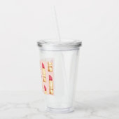 Moderne pastroze en rode lipstick, meisje acryl drinkbeker (Links)