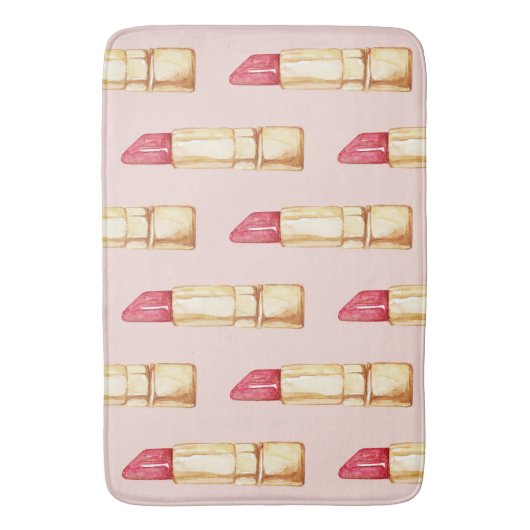 Moderne pastroze en rode lipstick, meisje badmat (Voorkant Verticaal)